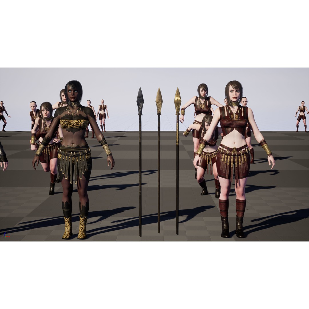 Defender Girl 3 3D Model – Low Poly Rigged Character with Animations - View 40