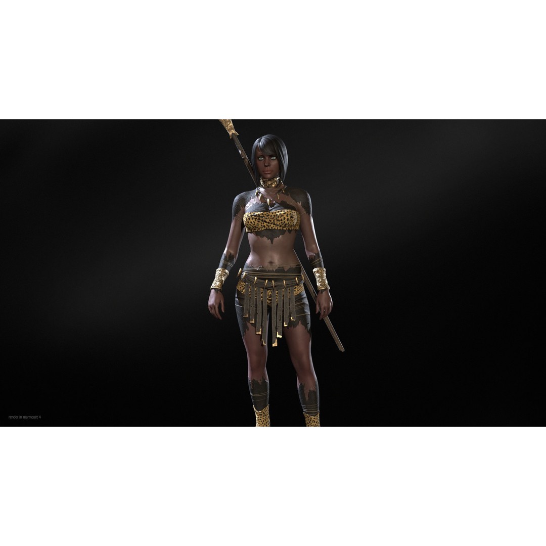 Defender Girl 3 3D Model – Low Poly Rigged Character with Animations - View 6