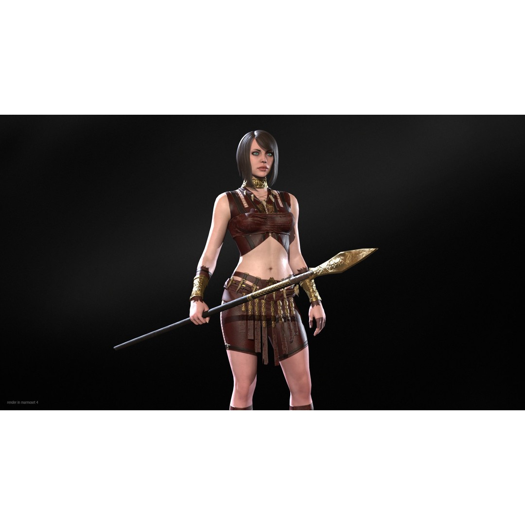 Defender Girl 3 3D Model – Low Poly Rigged Character with Animations - View 7