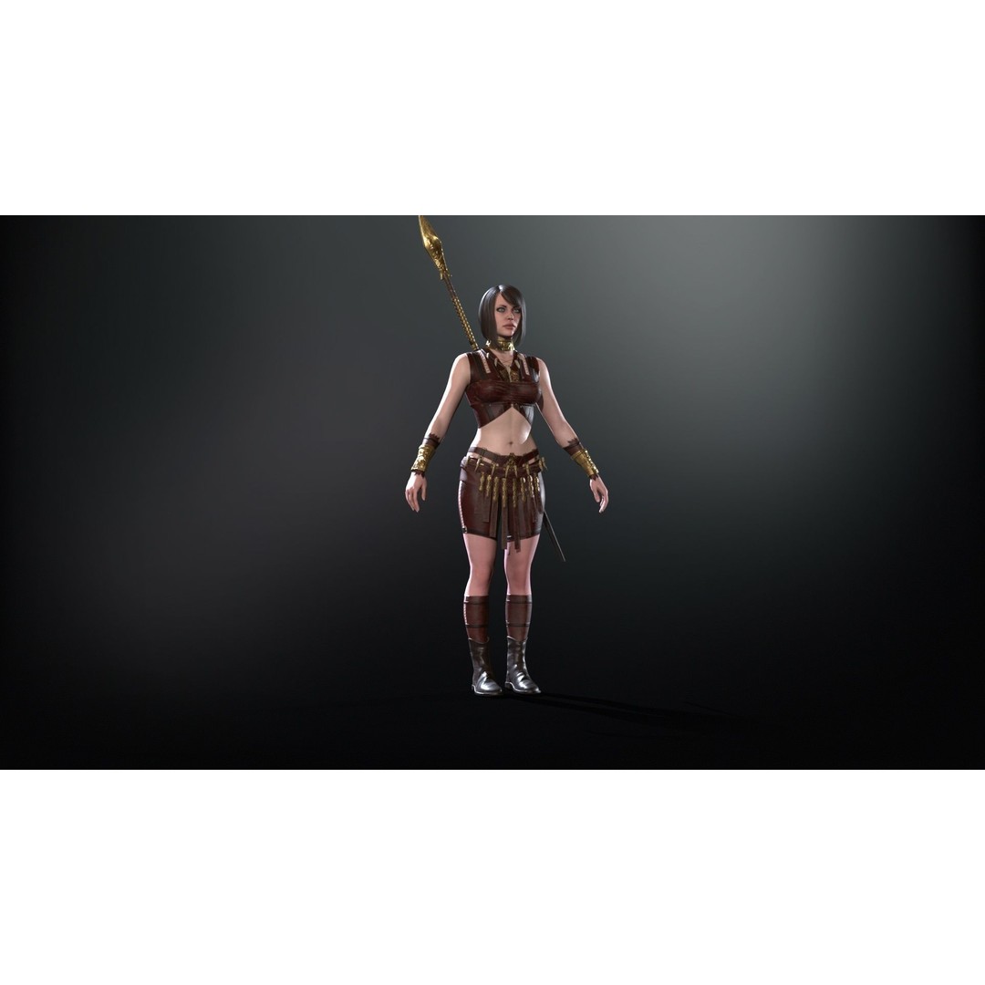 Defender Girl 3 3D Model – Low Poly Rigged Character with Animations - View 8