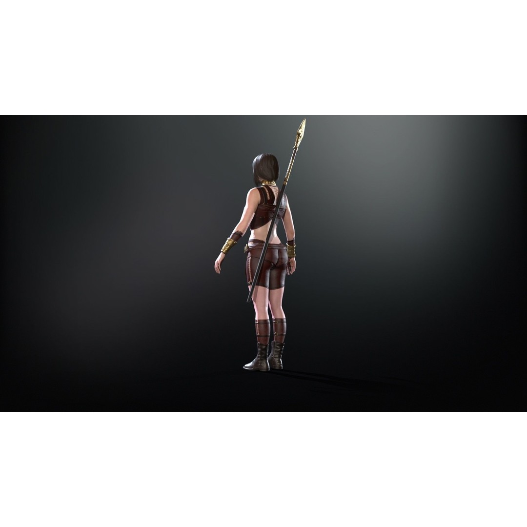 Defender Girl 3 3D Model – Low Poly Rigged Character with Animations - View 9