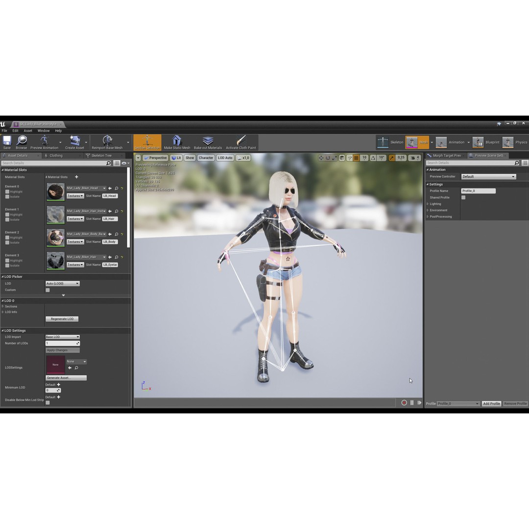 Lady Biker 3D Model – Low Poly Game-Ready Character, FBX