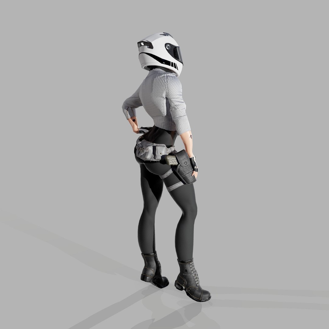 Lady Biker 3D Model – Low Poly Game-Ready Character, FBX - View 11