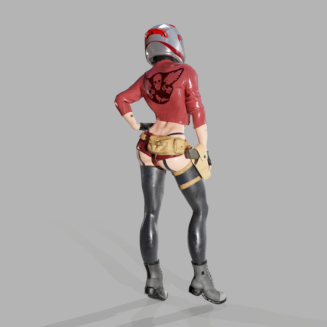 Lady Biker 3D Model – Low Poly Game-Ready Character, FBX - View 13