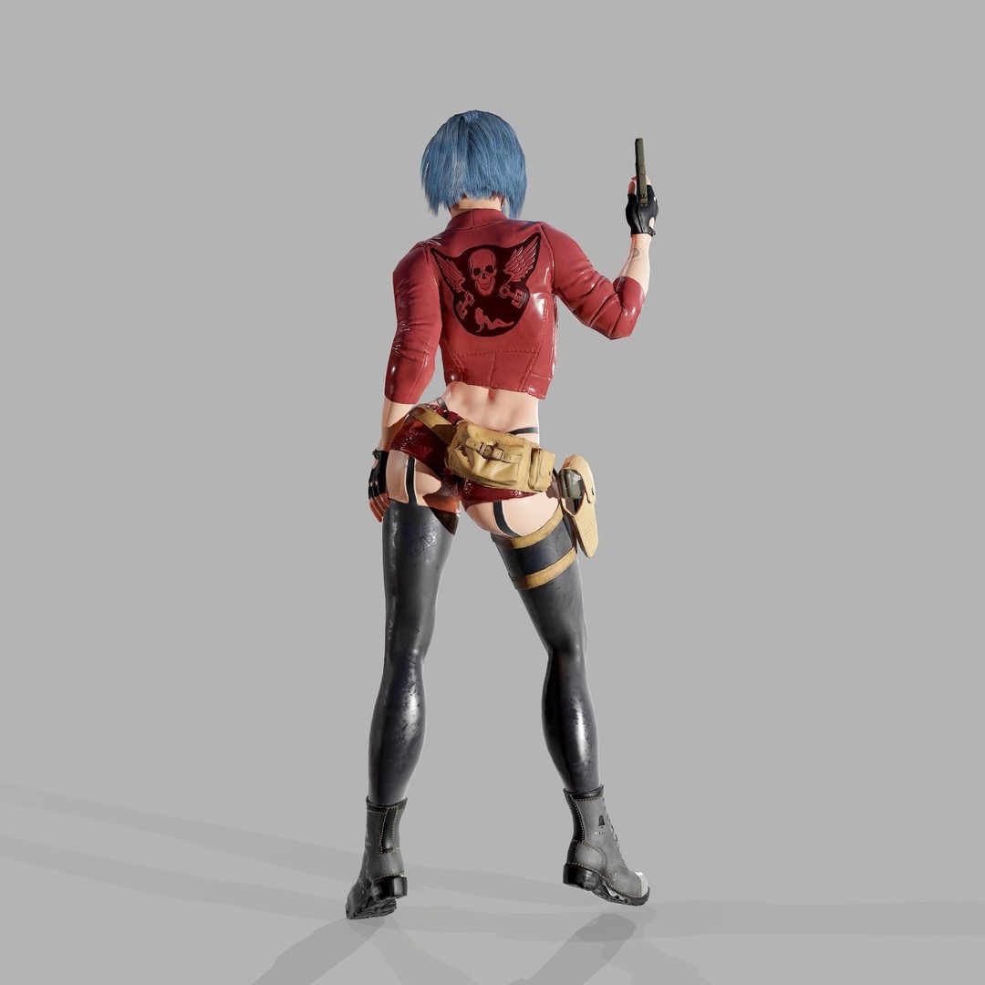 Lady Biker 3D Model – Low Poly Game-Ready Character, FBX - View 16