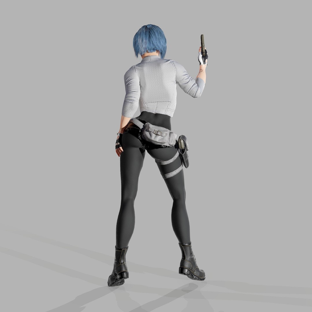 Lady Biker 3D Model – Low Poly Game-Ready Character, FBX - View 17