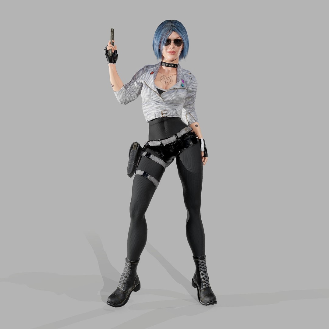 Lady Biker 3D Model – Low Poly Game-Ready Character, FBX - View 18