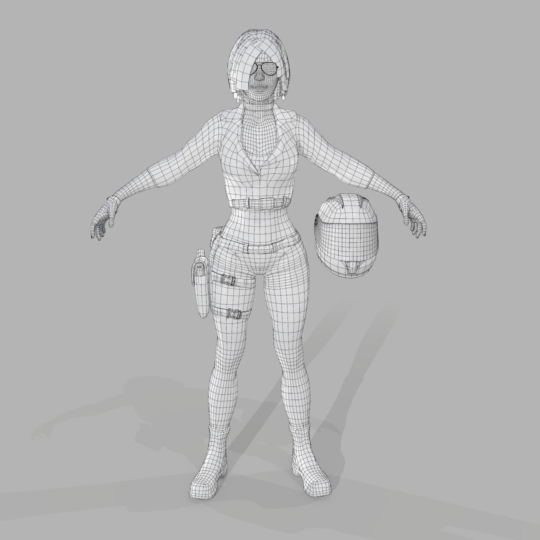 Lady Biker 3D Model – Low Poly Game-Ready Character, FBX - View 19