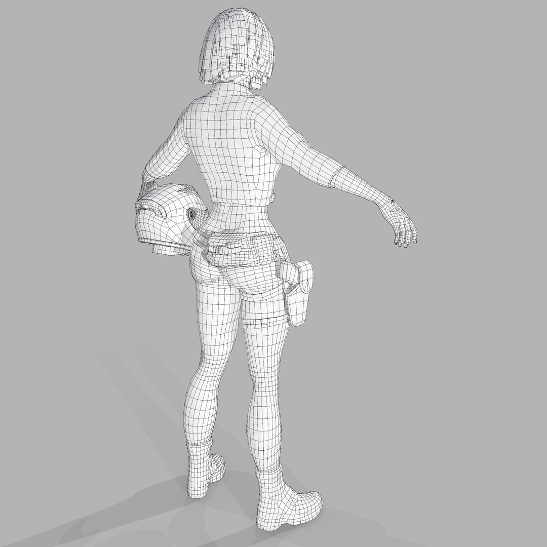 Lady Biker 3D Model – Low Poly Game-Ready Character, FBX - View 20