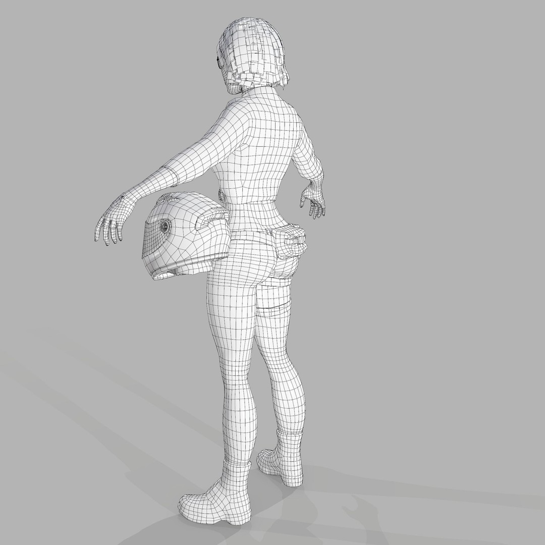 Lady Biker 3D Model – Low Poly Game-Ready Character, FBX - View 21