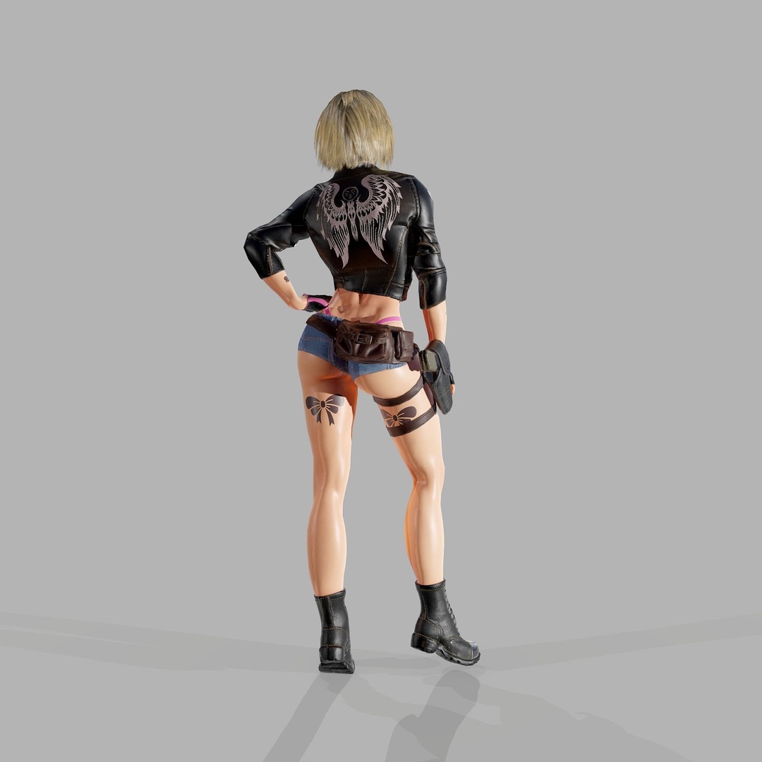 Lady Biker 3D Model – Low Poly Game-Ready Character, FBX - View 37