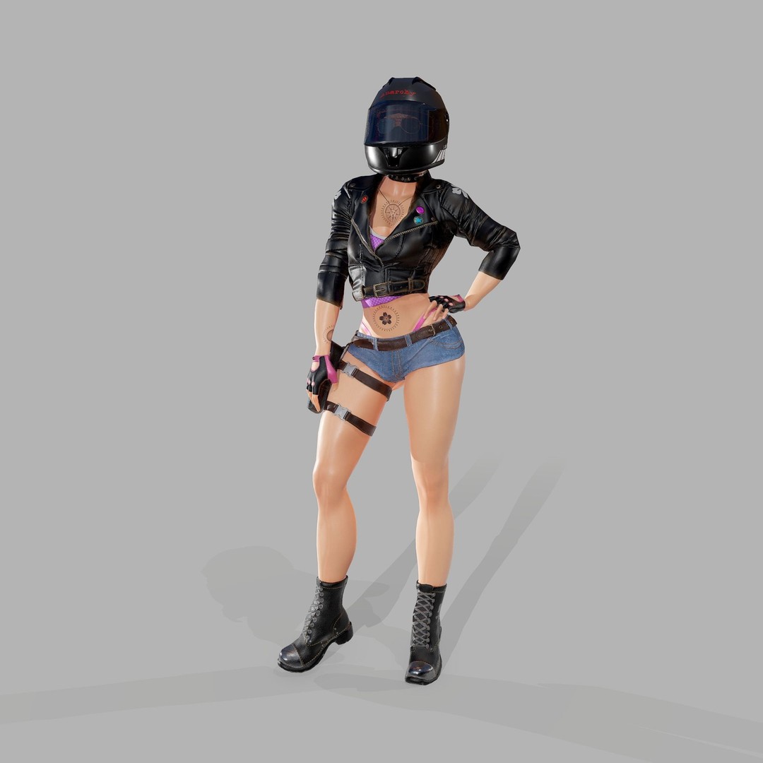 Lady Biker 3D Model – Low Poly Game-Ready Character, FBX - View 39