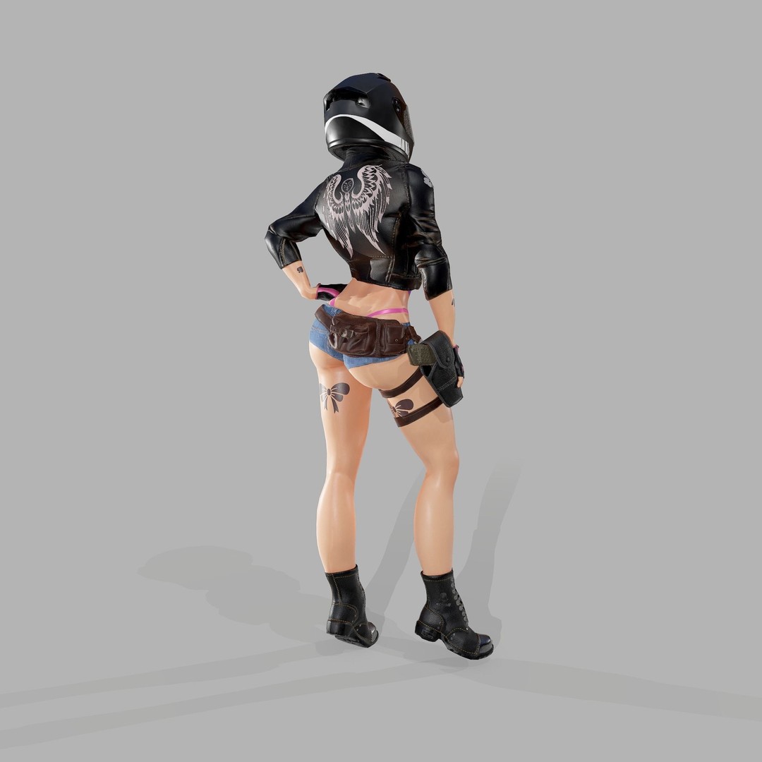 Lady Biker 3D Model – Low Poly Game-Ready Character, FBX - View 41
