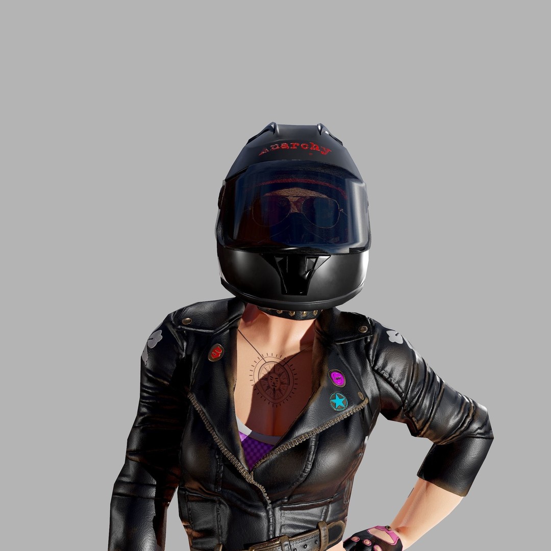Lady Biker 3D Model – Low Poly Game-Ready Character, FBX - View 43
