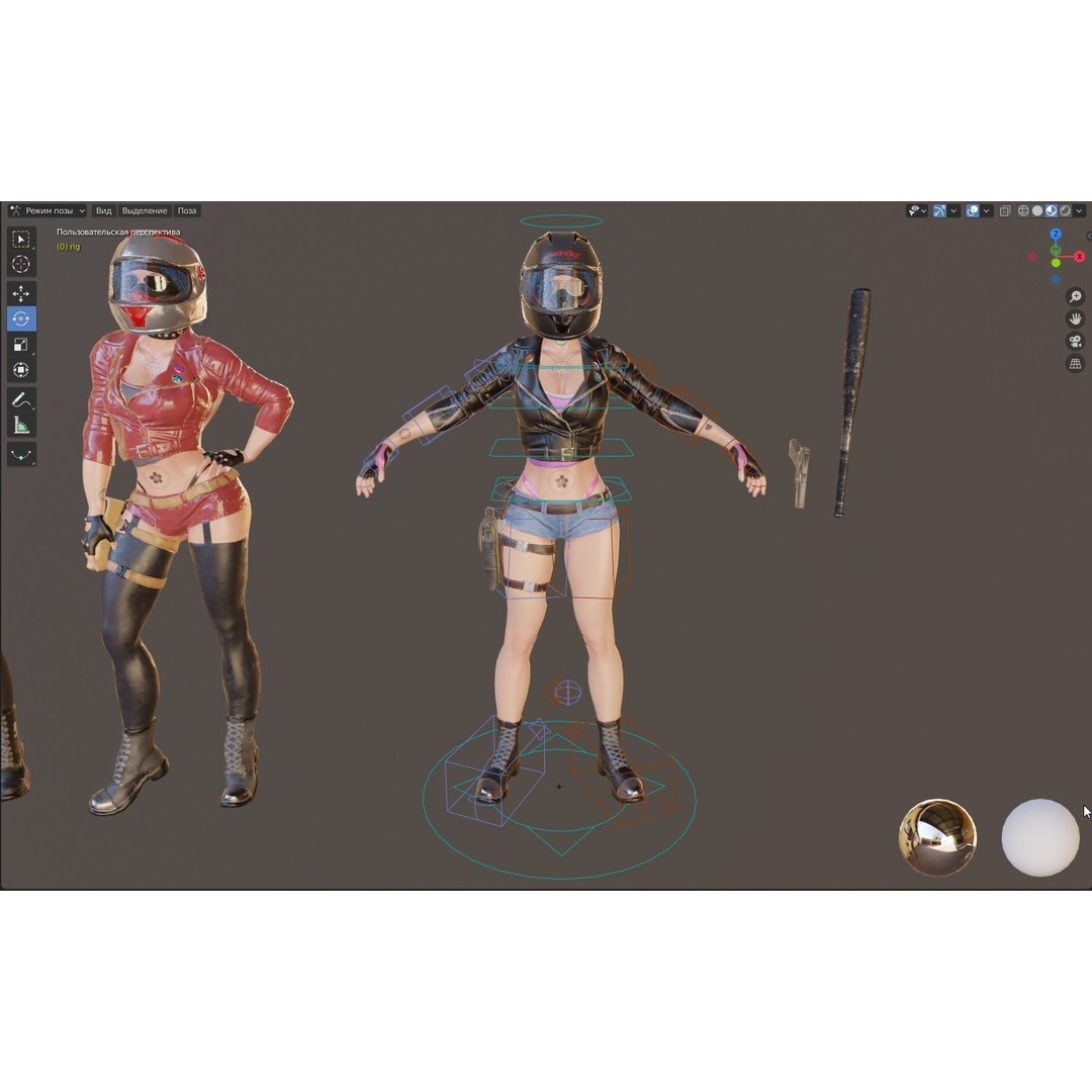 Lady Biker 3D Model – Low Poly Game-Ready Character, FBX - View 45