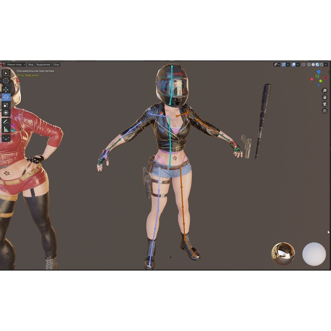Lady Biker 3D Model – Low Poly Game-Ready Character, FBX - View 46