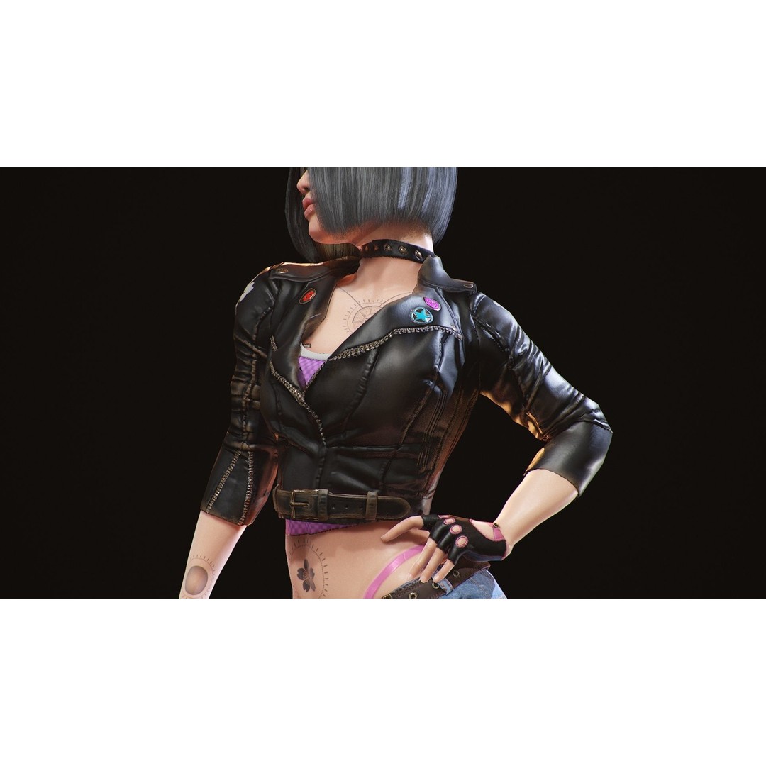 Lady Biker 3D Model – Low Poly Game-Ready Character, FBX - View 8