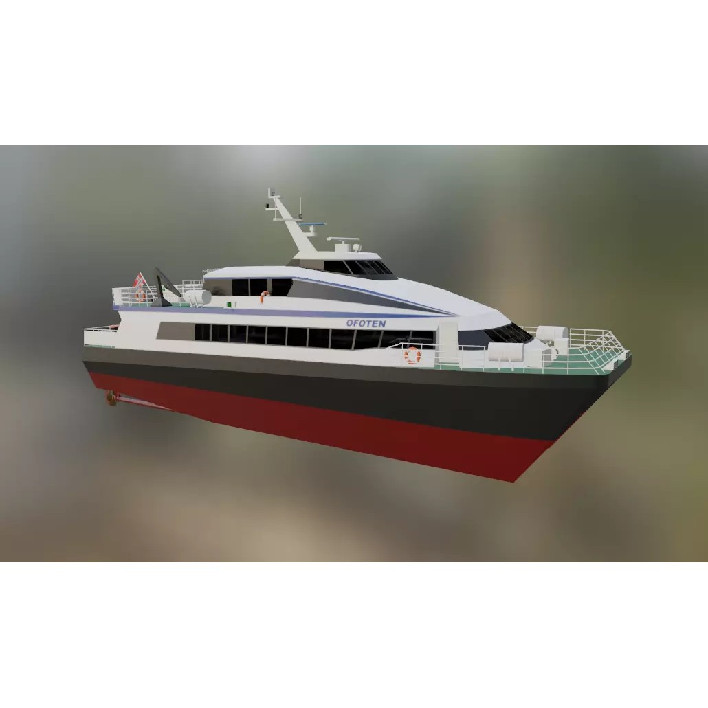 Norwegian Passenger Catamaran 3D Model – Low Poly Game Asset, Blender, FBX - View 2