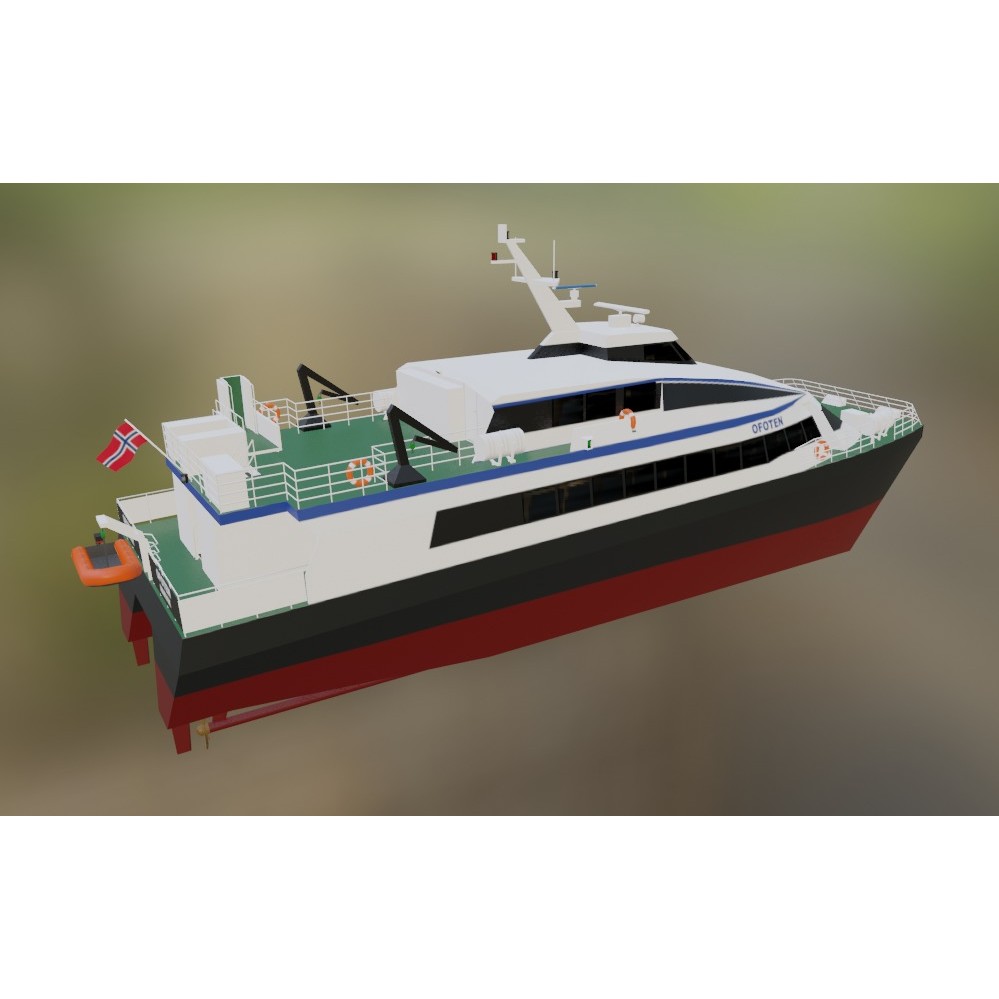 Norwegian Passenger Catamaran 3D Model – Low Poly Game Asset, Blender, FBX - View 3