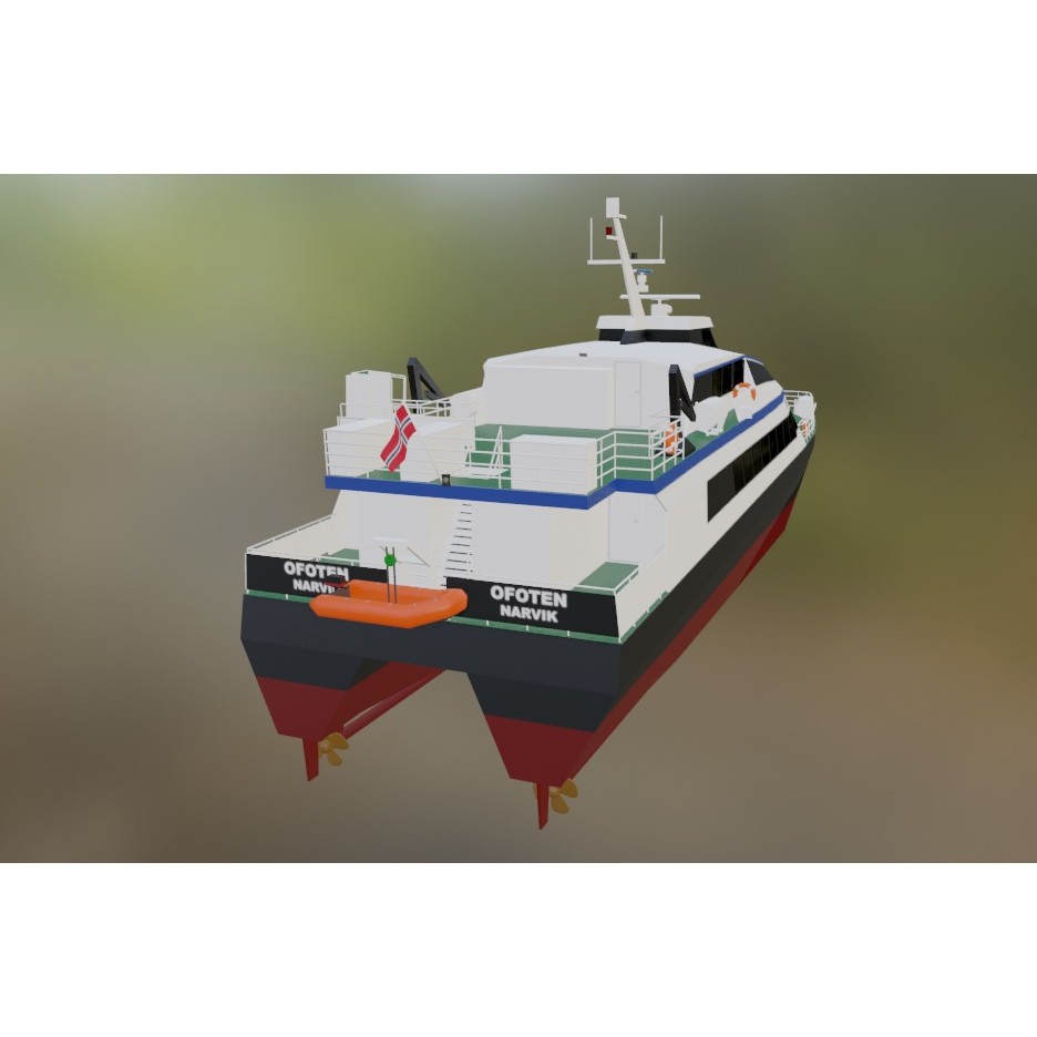 Norwegian Passenger Catamaran 3D Model – Low Poly Game Asset, Blender, FBX - View 4