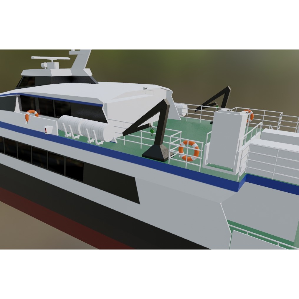 Norwegian Passenger Catamaran 3D Model – Low Poly Game Asset, Blender, FBX - View 6