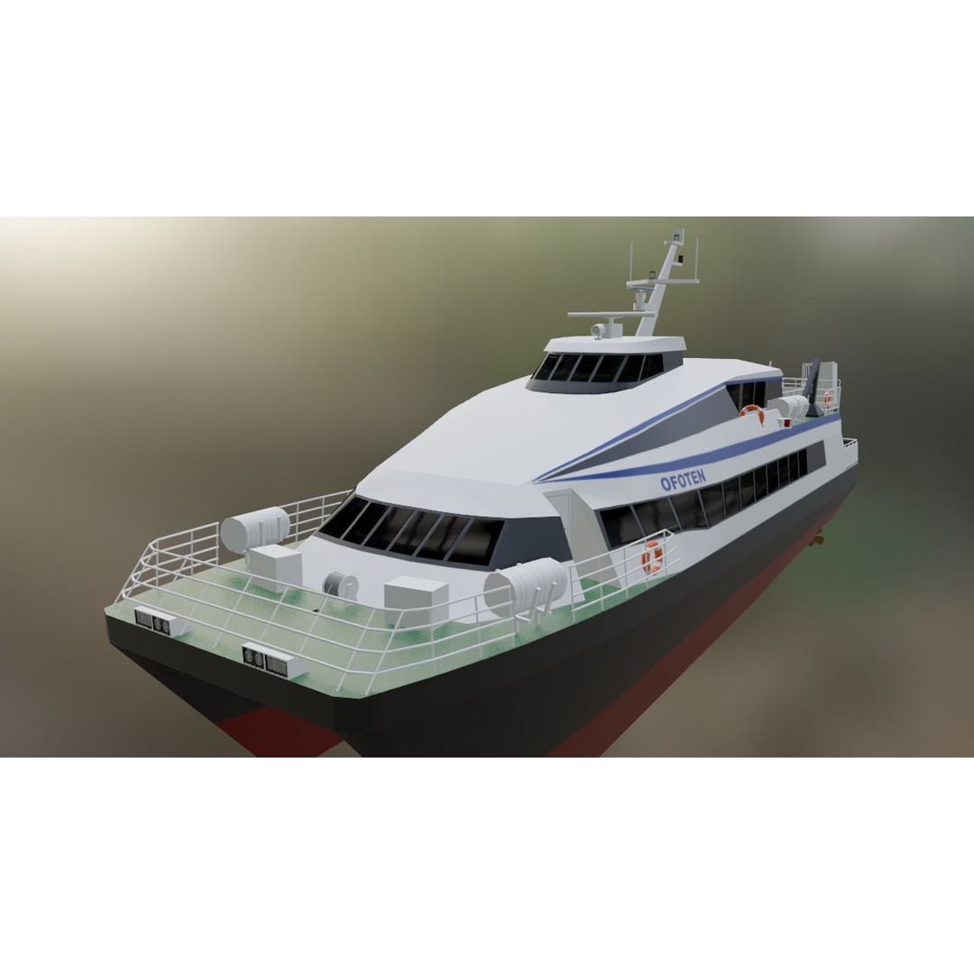 Norwegian Passenger Catamaran 3D Model – Low Poly Game Asset, Blender, FBX - View 7