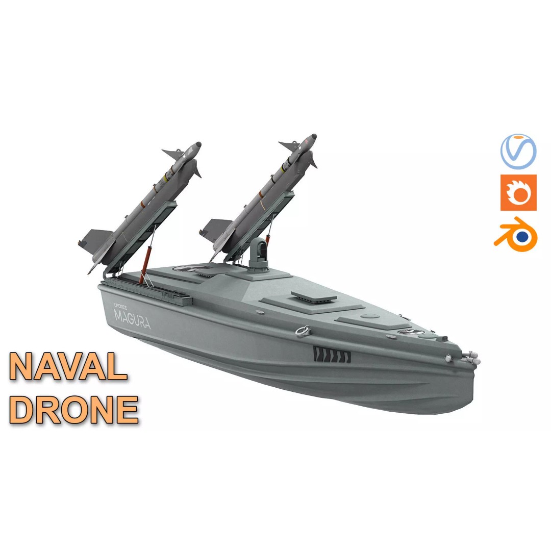 Magura Ukrainian Naval Drone 3D Model – Low Poly Game-Ready, FBX - View 12