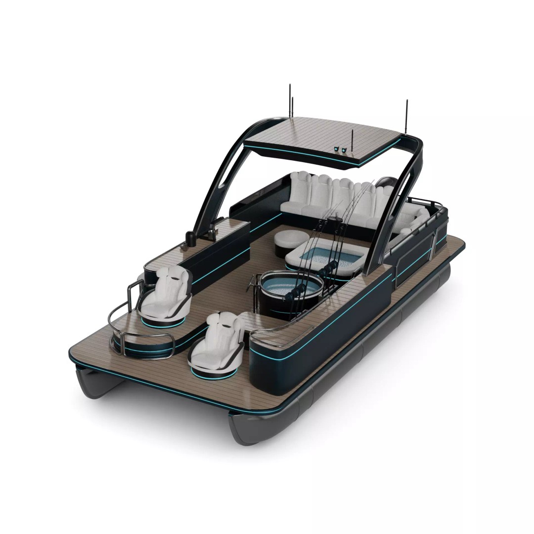 Leisure Pontoon 3D Model – Futuristic Fishing Boat, FBX