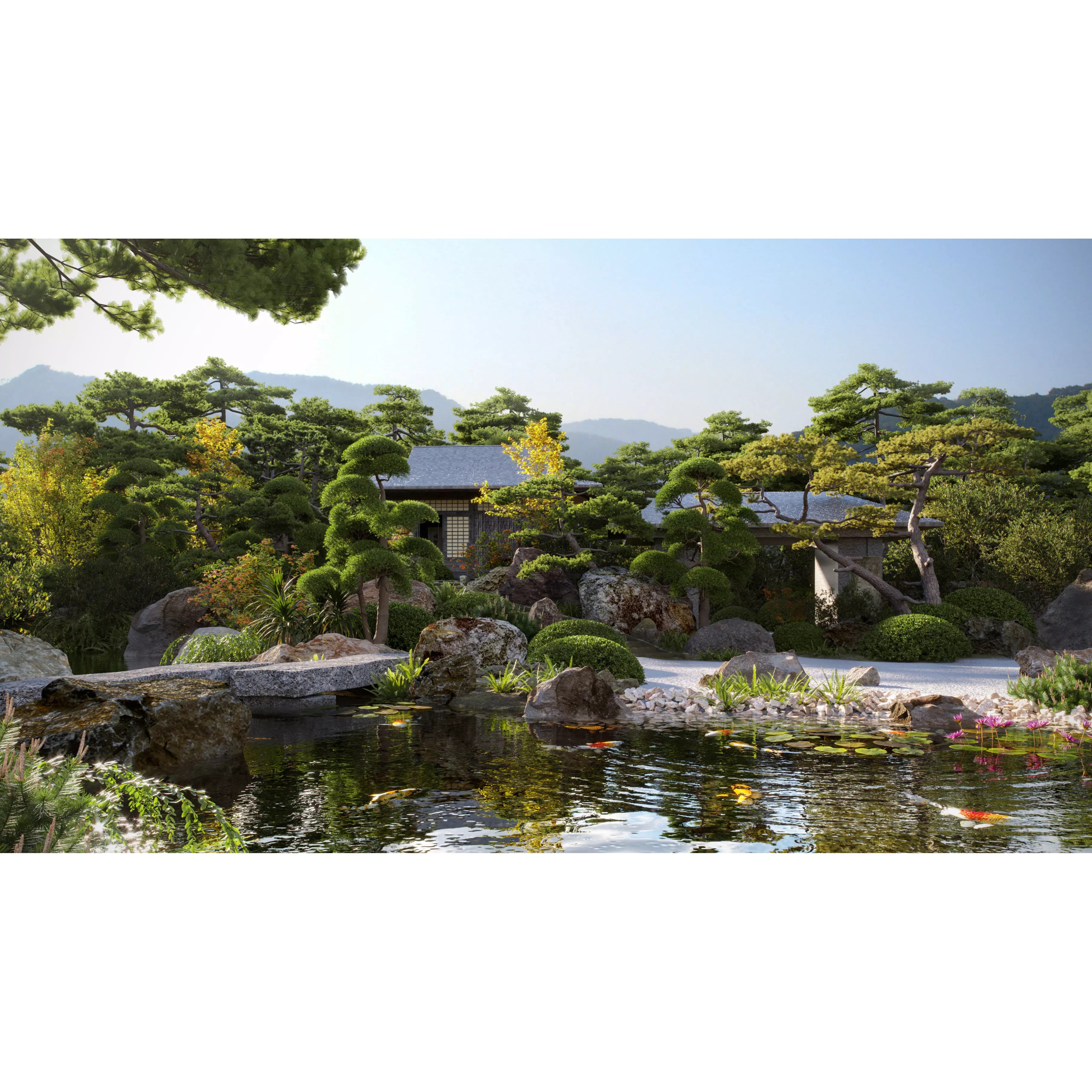 Japanese Garden - Low-Poly Game-Ready 3D Model - View 2