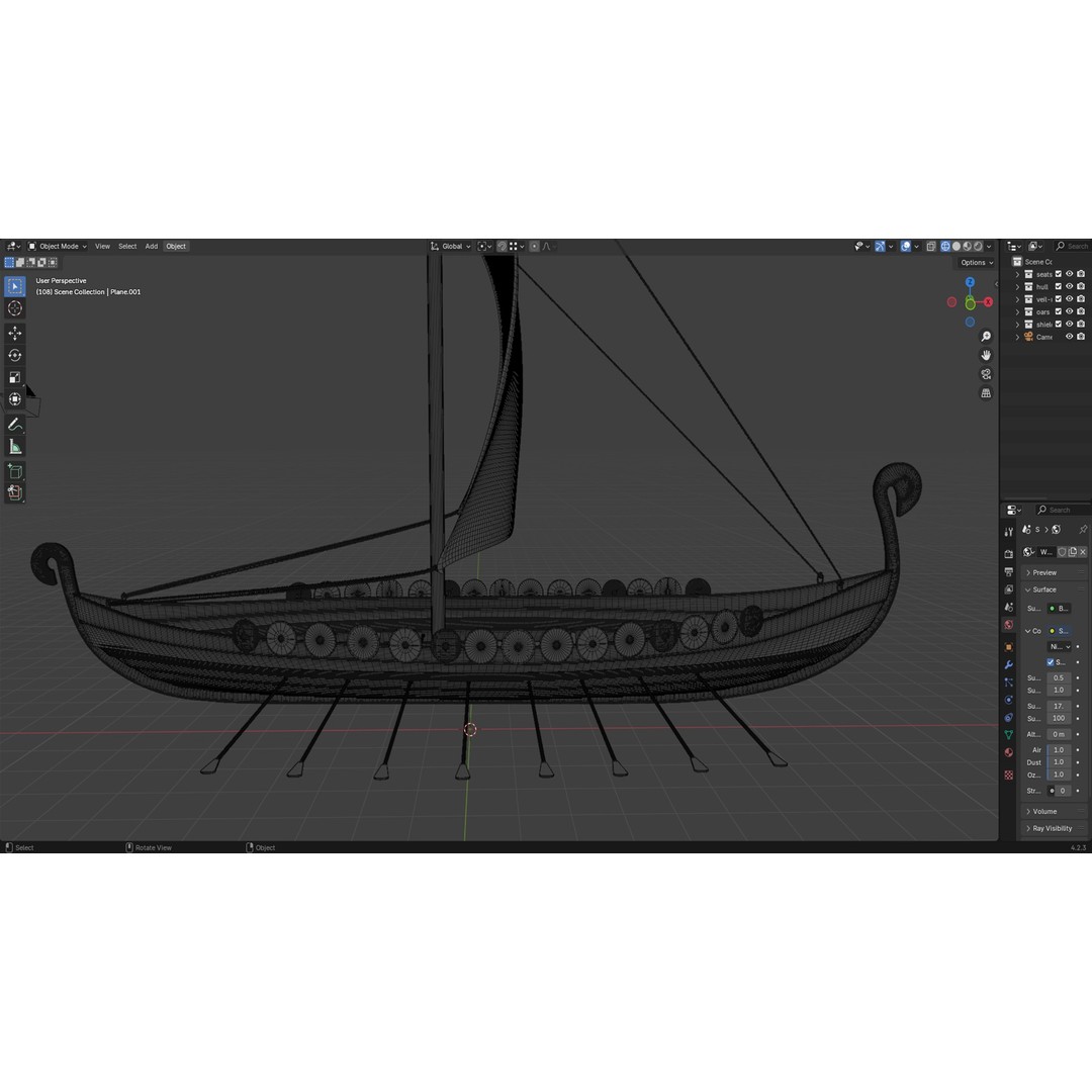 Viking Ship 3D Model – Historic Watercraft with PBR Textures, FBX