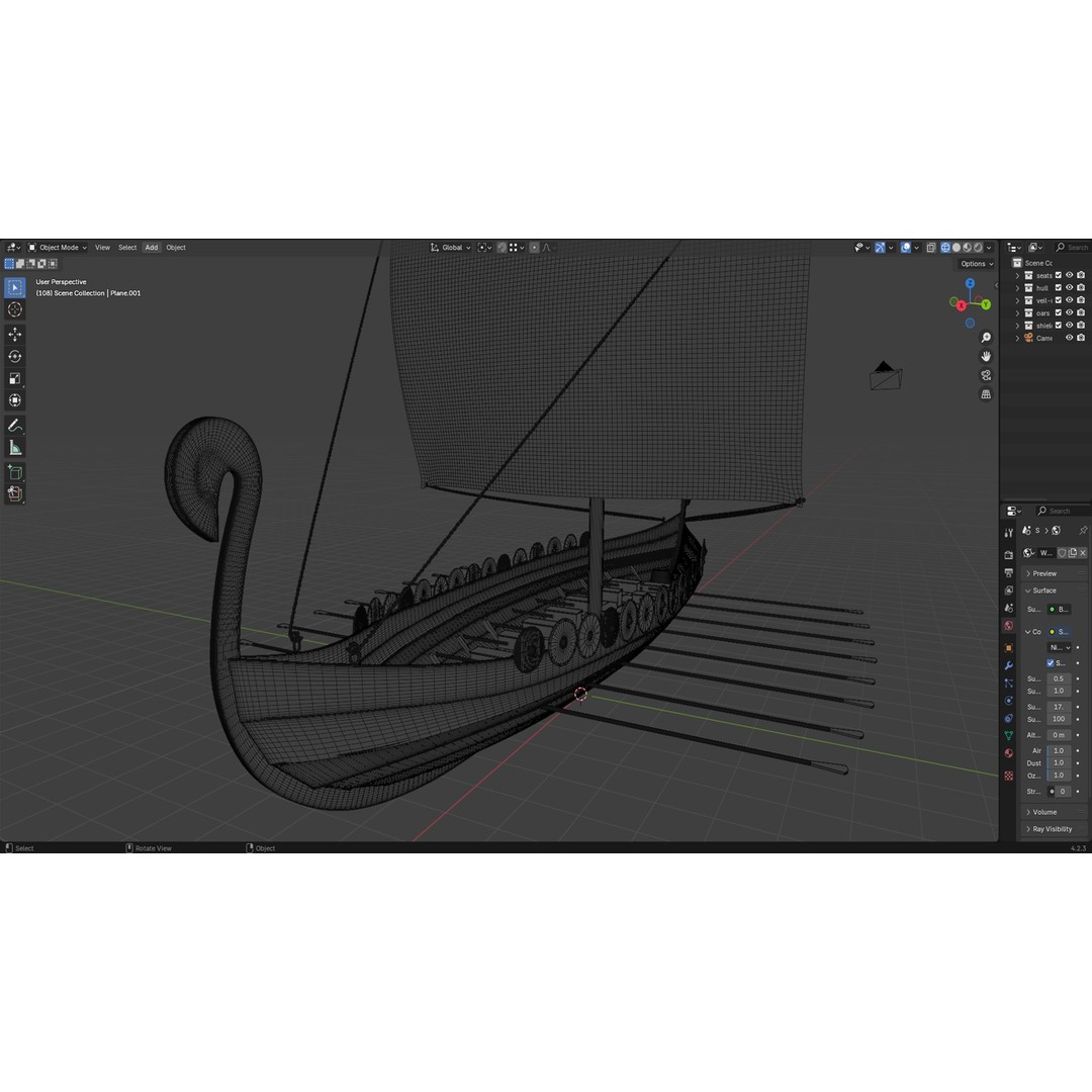 Viking Ship 3D Model – Historic Watercraft with PBR Textures, FBX - View 10