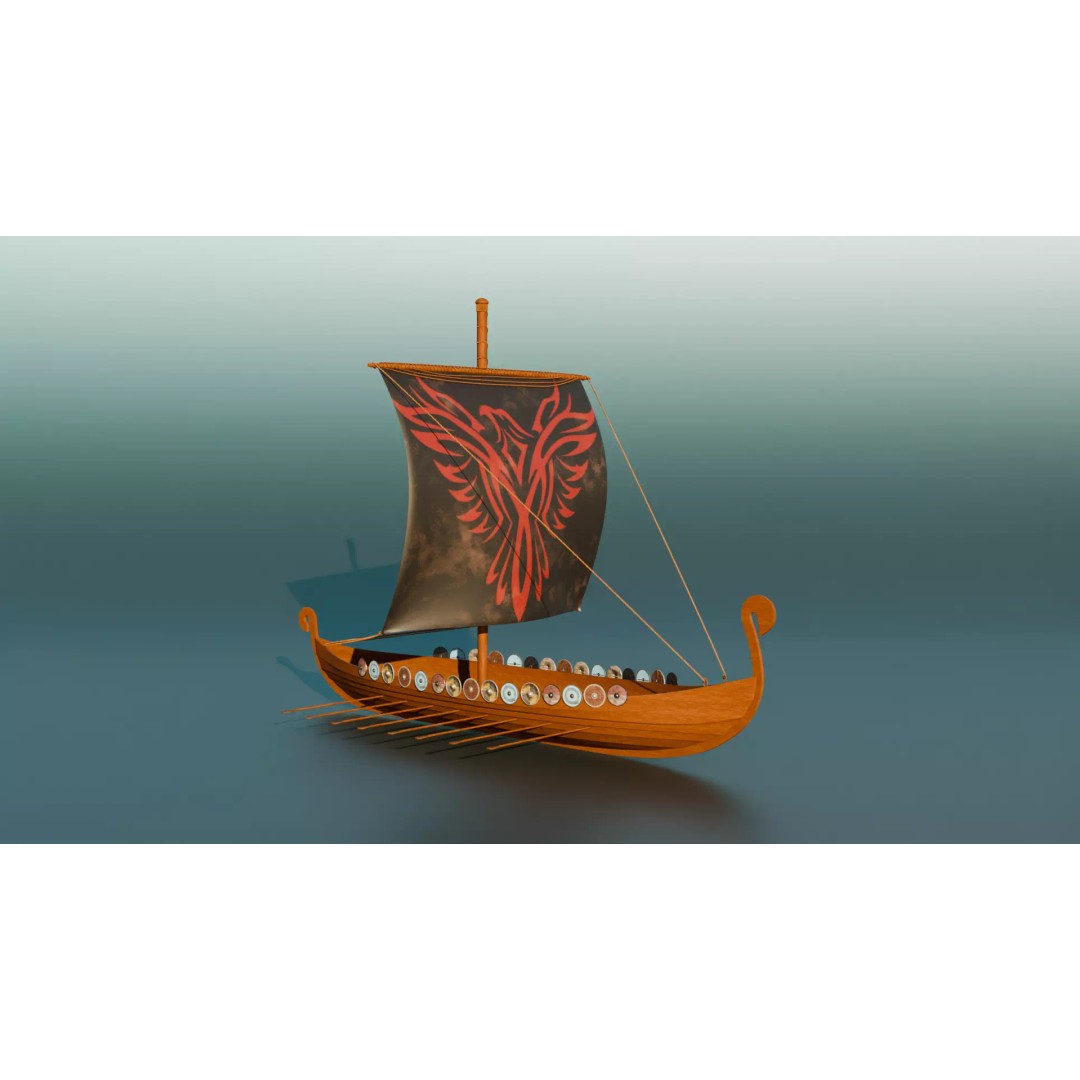 Viking Ship 3D Model – Historic Watercraft with PBR Textures, FBX - View 2