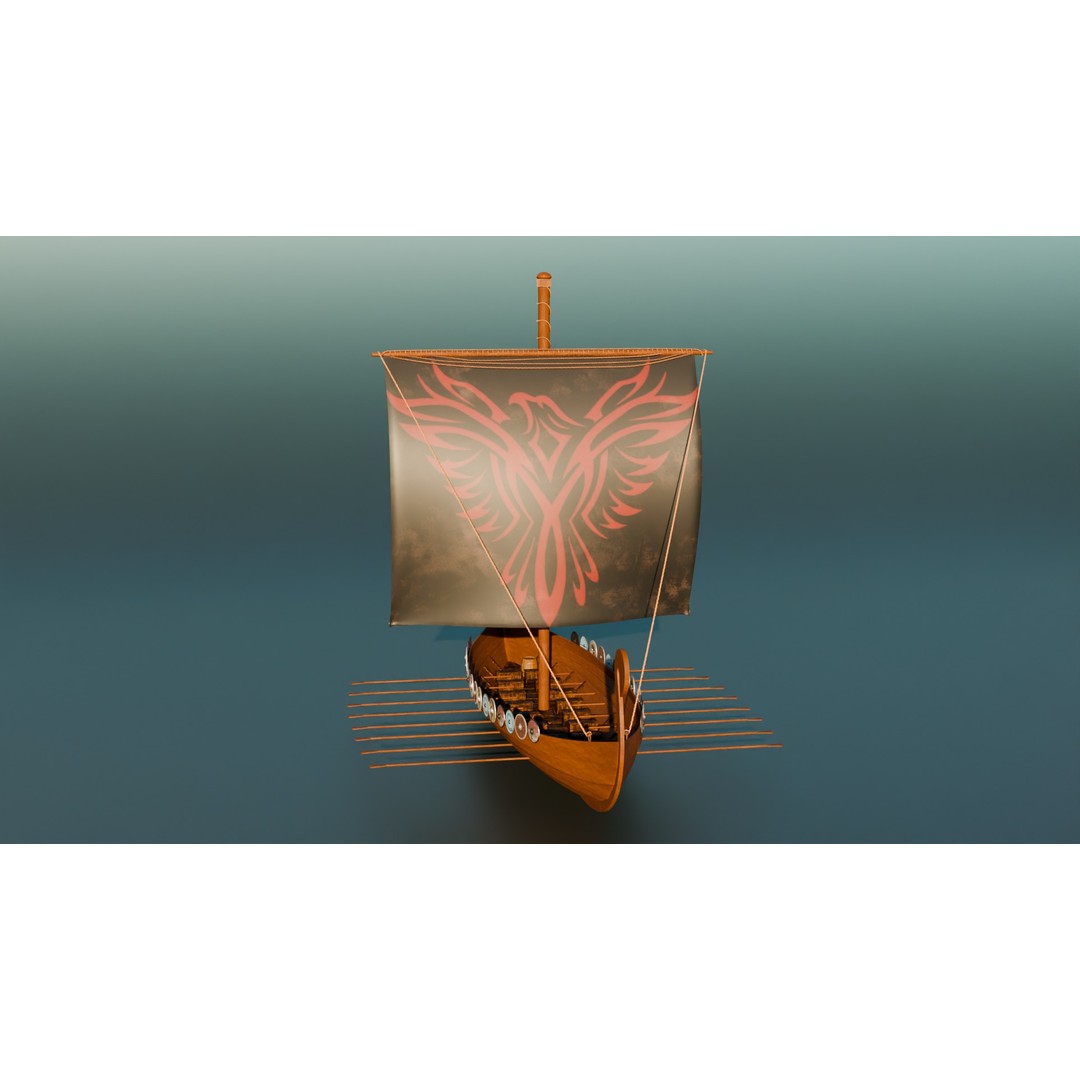 Viking Ship 3D Model – Historic Watercraft with PBR Textures, FBX - View 3