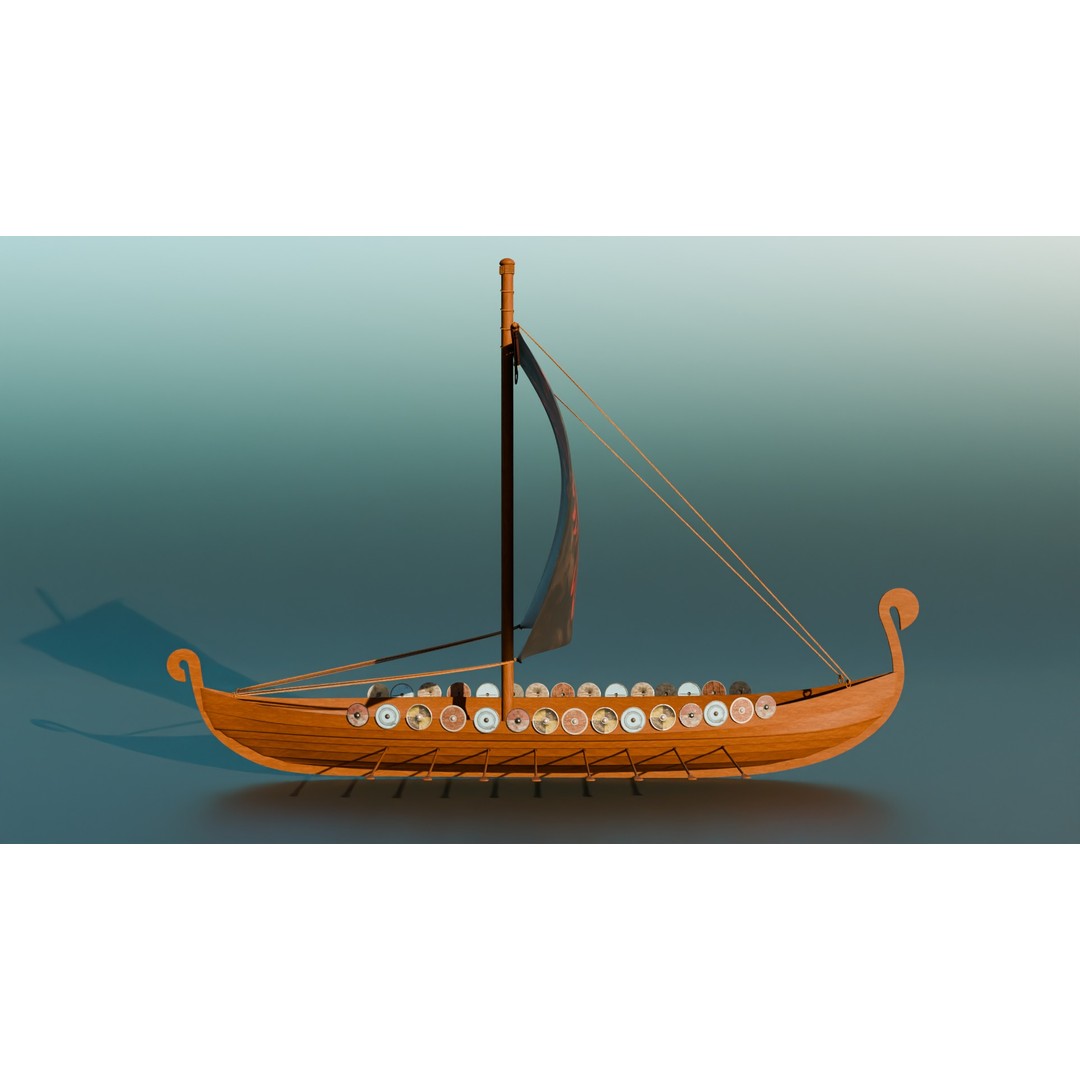 Viking Ship 3D Model – Historic Watercraft with PBR Textures, FBX - View 4
