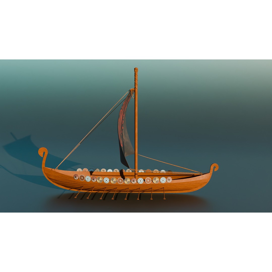Viking Ship 3D Model – Historic Watercraft with PBR Textures, FBX - View 5