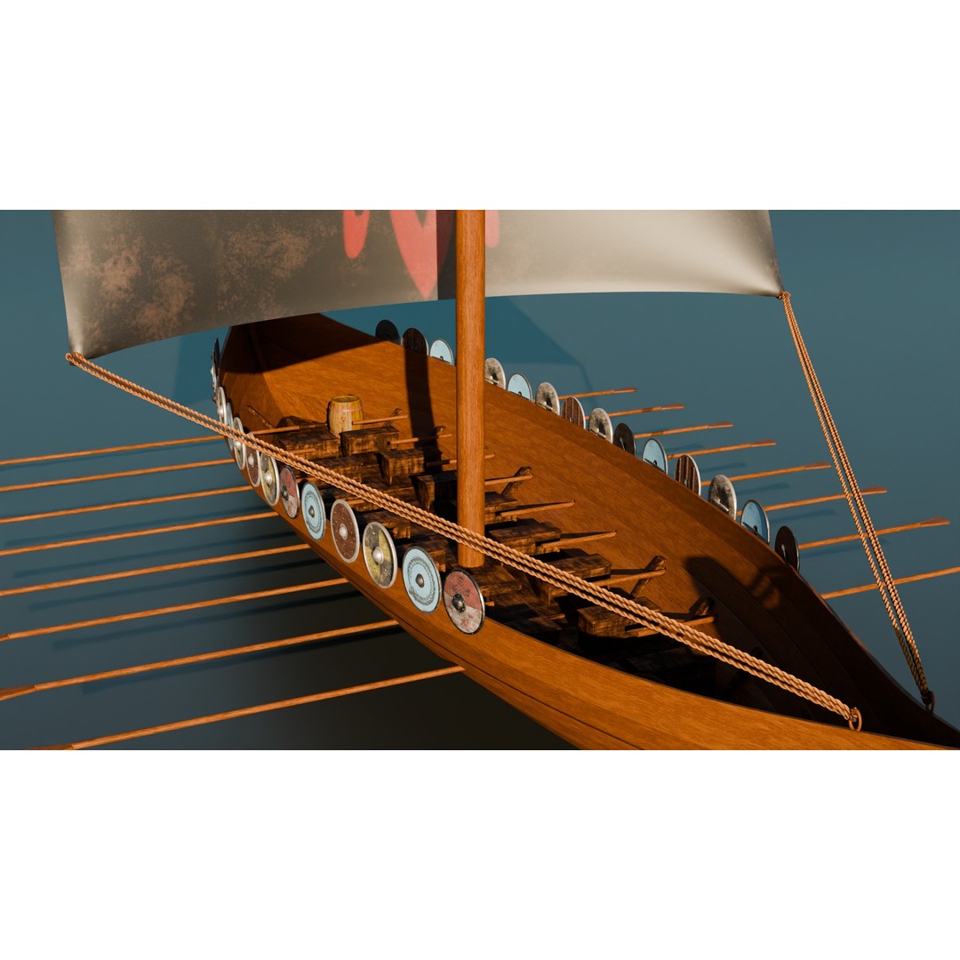 Viking Ship 3D Model – Historic Watercraft with PBR Textures, FBX - View 7