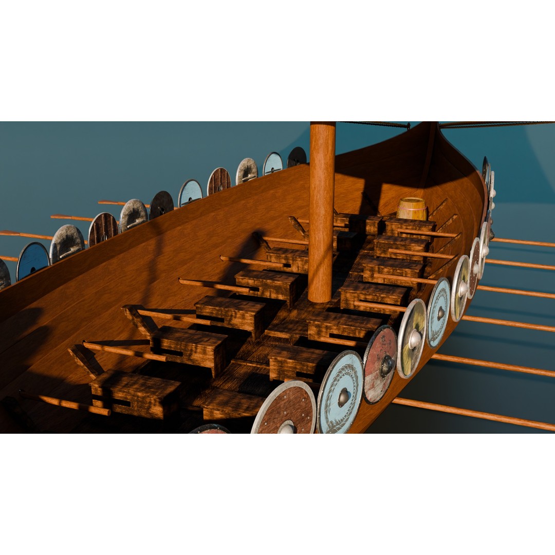 Viking Ship 3D Model – Historic Watercraft with PBR Textures, FBX - View 8