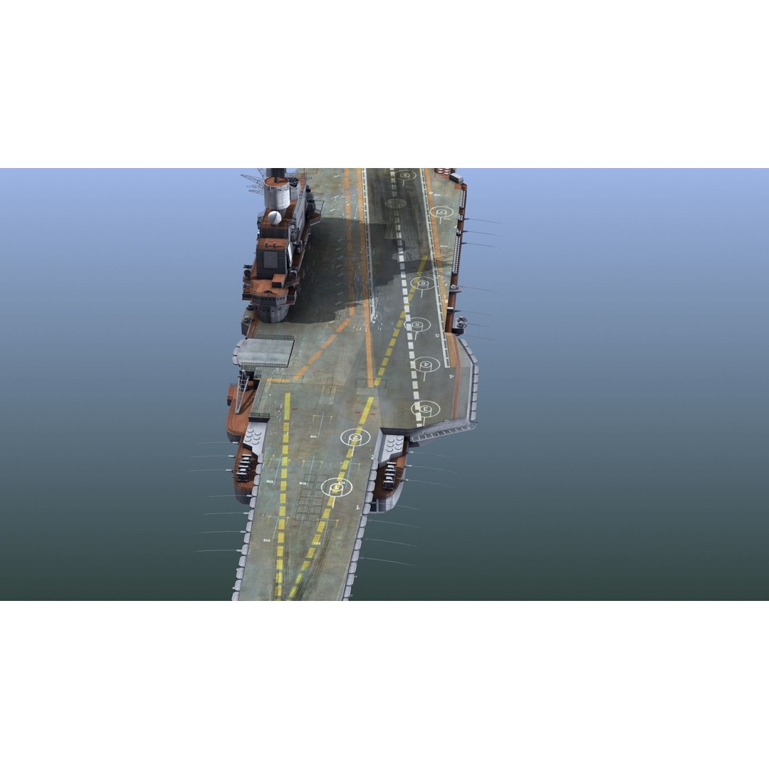 Admiral Kuznetsov Aircraft Carrier 3D Model – PBR Game Asset, FBX, OBJ - View 11