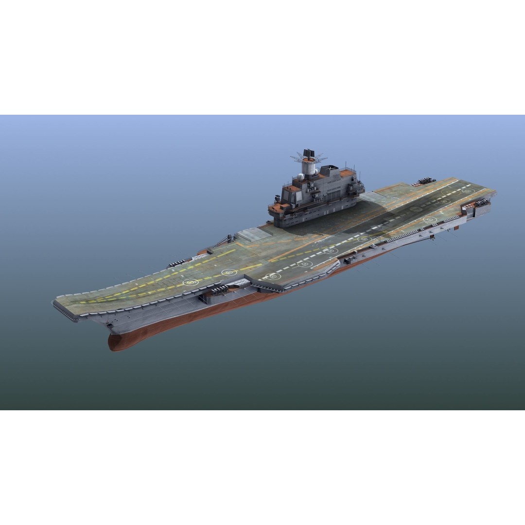 Admiral Kuznetsov Aircraft Carrier 3D Model – PBR Game Asset, FBX, OBJ - View 3