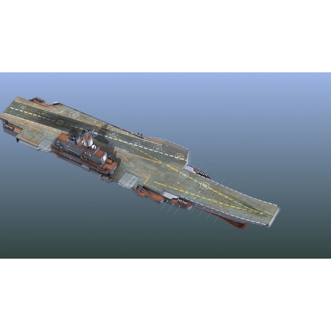 Admiral Kuznetsov Aircraft Carrier 3D Model – PBR Game Asset, FBX, OBJ - View 9