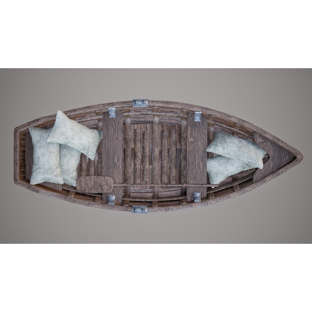 Old Wooden Boat 3D Model – Low Poly PBR Game Asset, FBX, Blender - View 10
