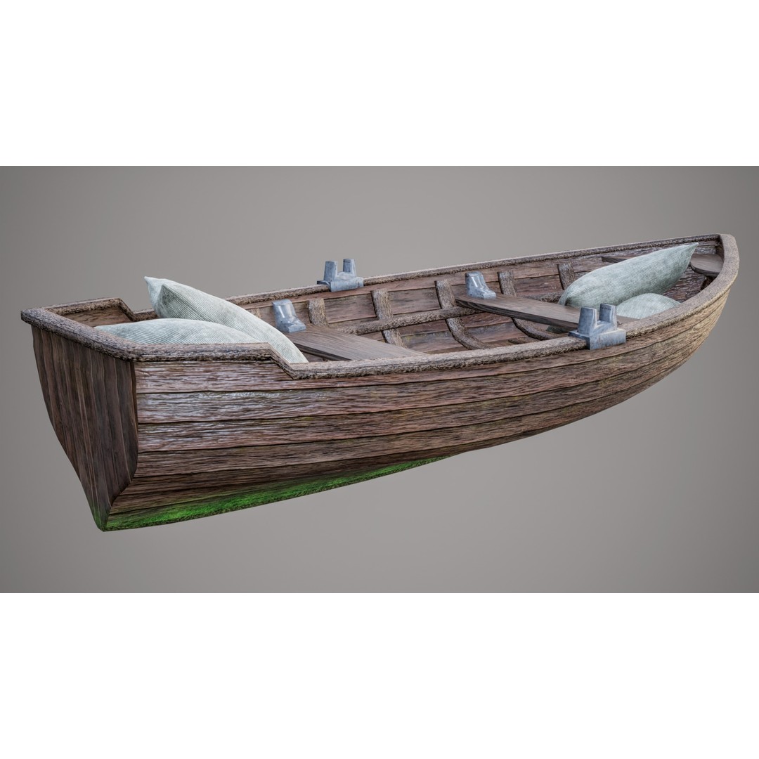 Old Wooden Boat 3D Model – Low Poly PBR Game Asset, FBX, Blender - View 11