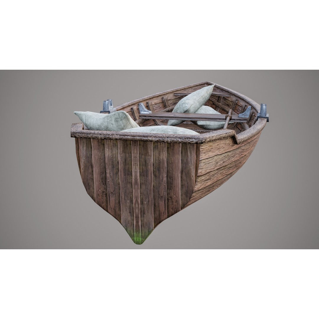 Old Wooden Boat 3D Model – Low Poly PBR Game Asset, FBX, Blender - View 12
