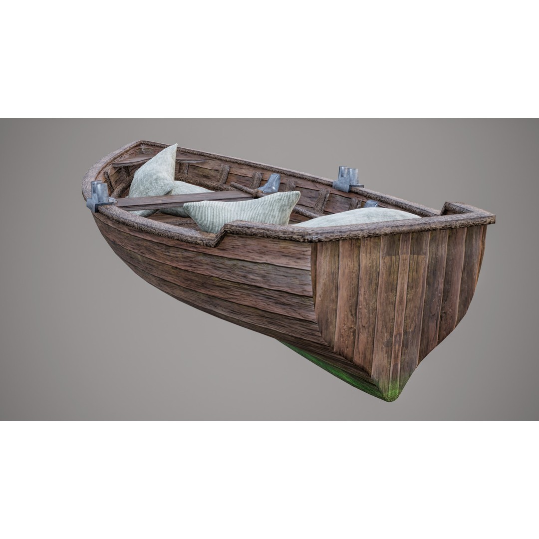 Old Wooden Boat 3D Model – Low Poly PBR Game Asset, FBX, Blender - View 13
