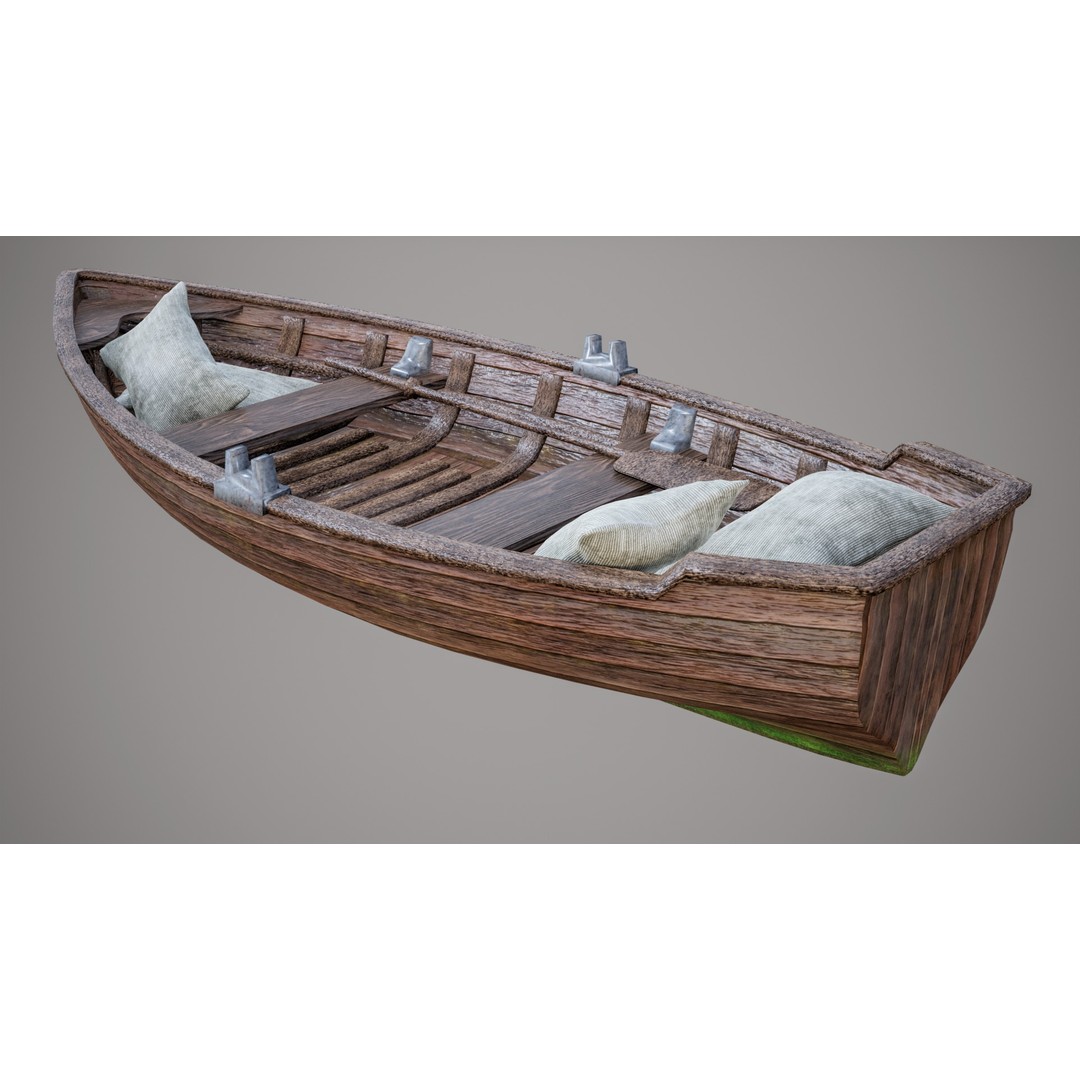 Old Wooden Boat 3D Model – Low Poly PBR Game Asset, FBX, Blender - View 14