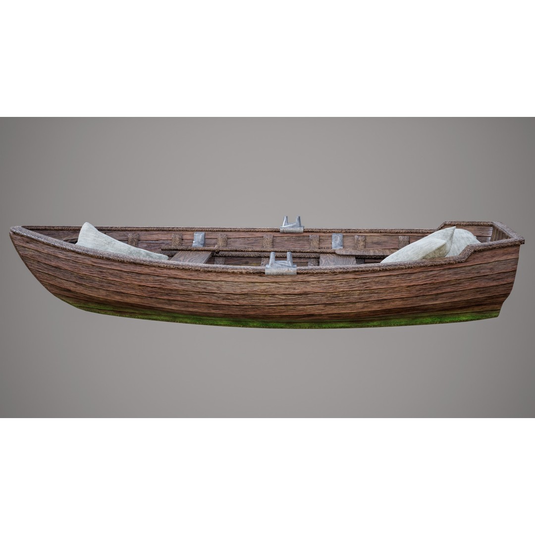 Old Wooden Boat 3D Model – Low Poly PBR Game Asset, FBX, Blender - View 15