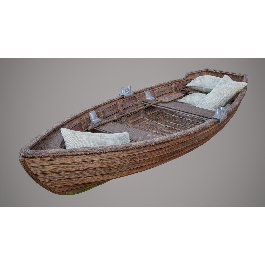 Old Wooden Boat 3D Model – Low Poly PBR Game Asset, FBX, Blender - View 4