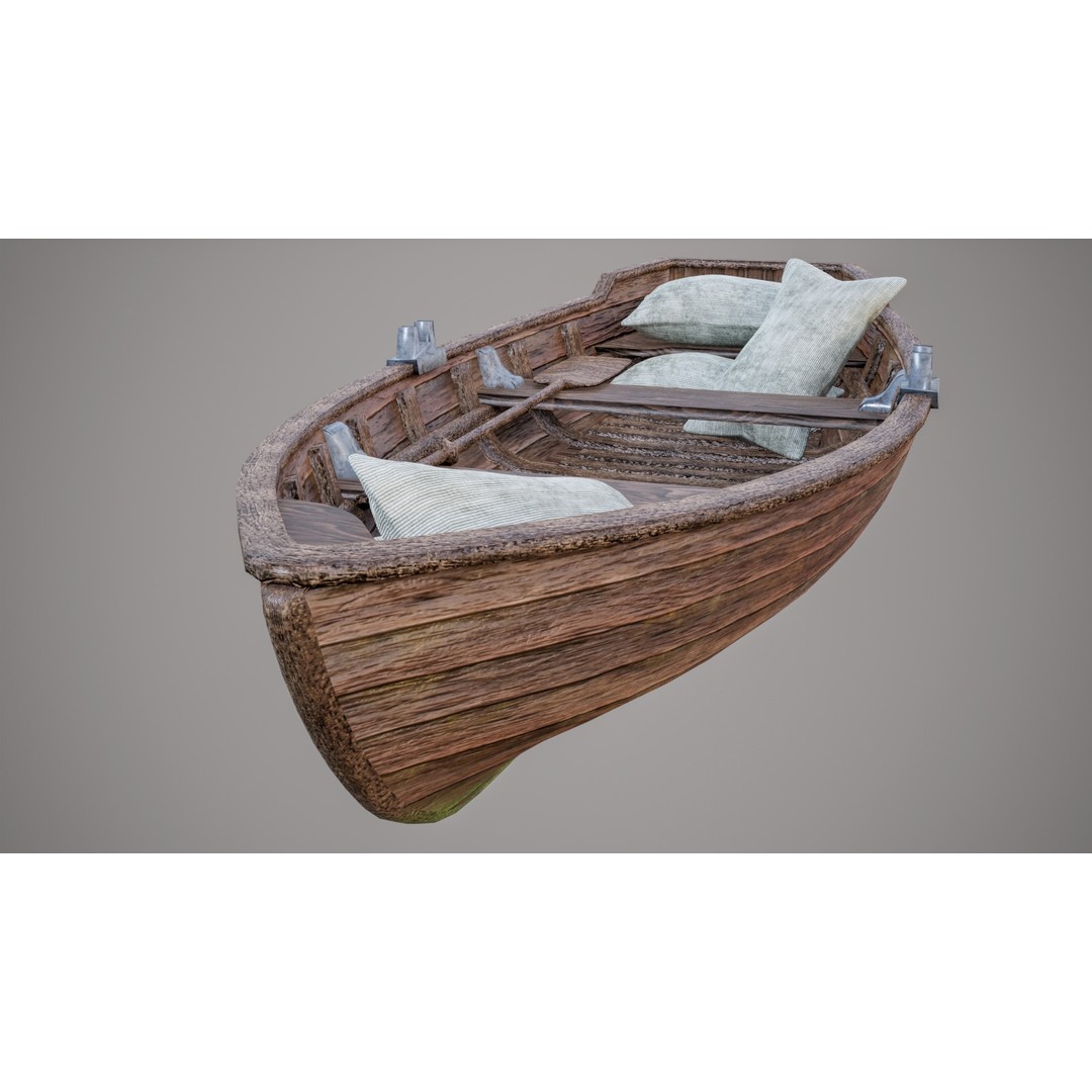 Old Wooden Boat 3D Model – Low Poly PBR Game Asset, FBX, Blender - View 5