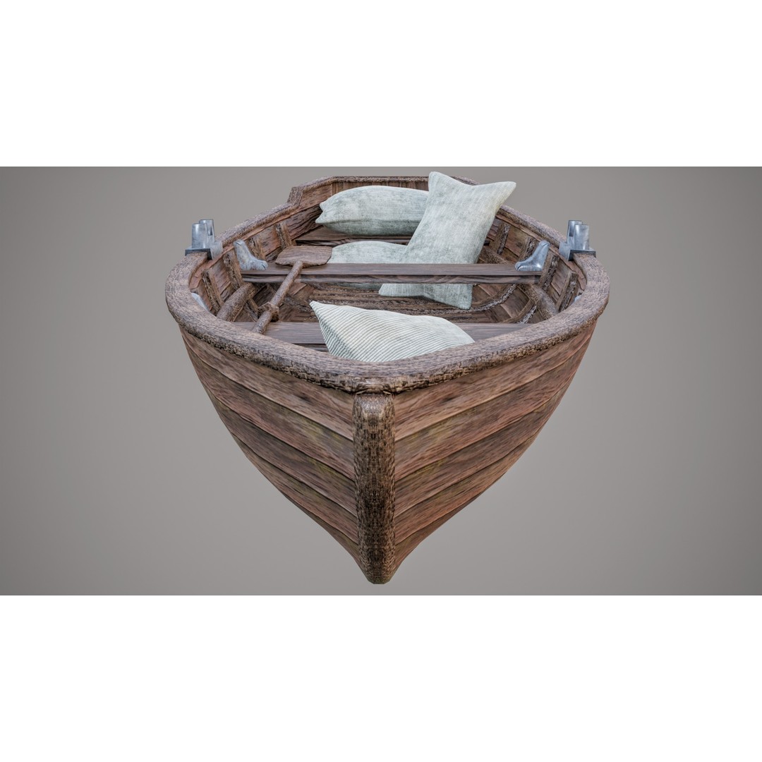 Old Wooden Boat 3D Model – Low Poly PBR Game Asset, FBX, Blender - View 6