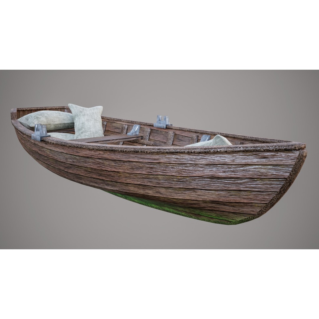Old Wooden Boat 3D Model – Low Poly PBR Game Asset, FBX, Blender - View 7
